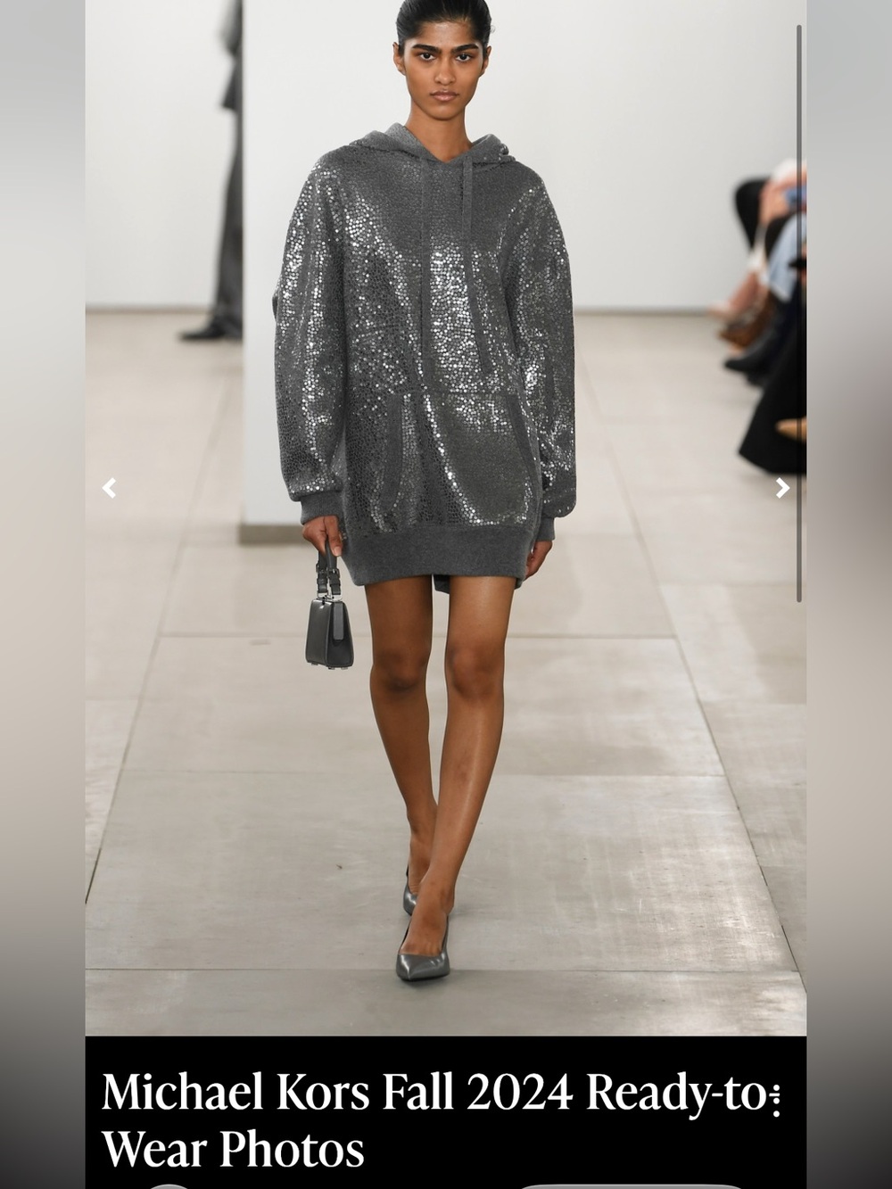 Michael Kors Collection FW24 Sequin Cashmere Hoodie Dress XS $2190